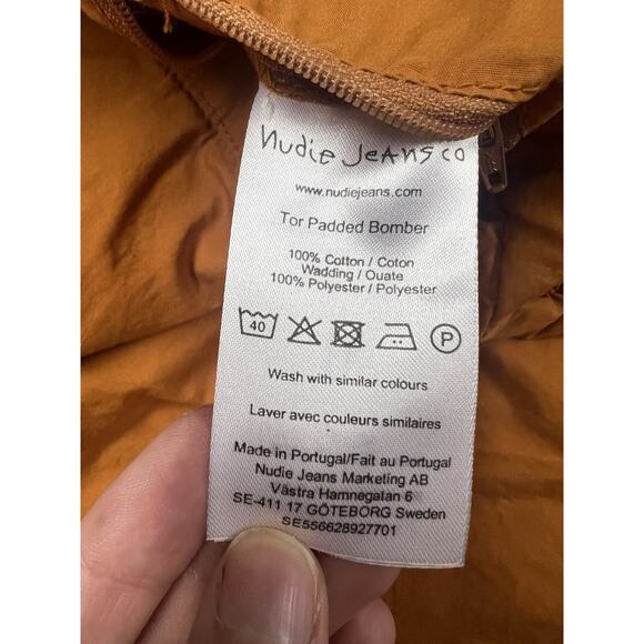 Nudie Jeans Tor Padded Bomber Jacket Mens Size Small Organic Cotton Streetwear - Picture 16 of 16